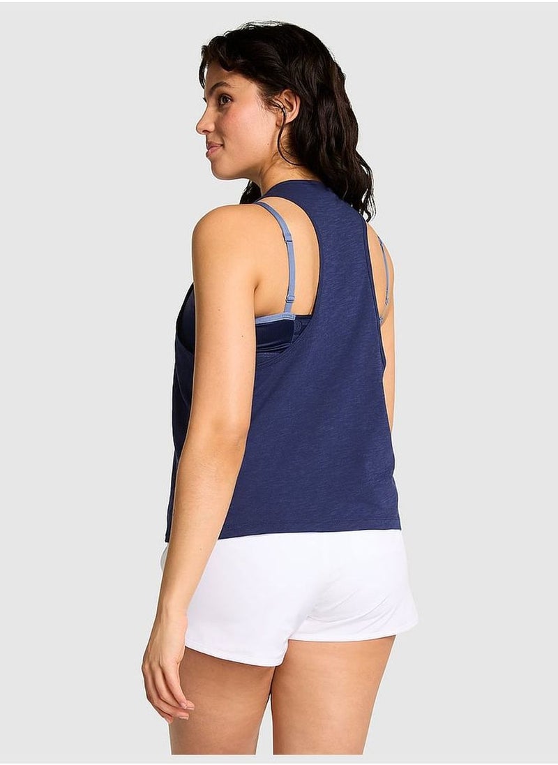 Cotton Cropped Racerback Tank Top