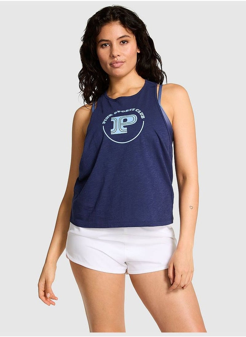 Cotton Cropped Racerback Tank Top