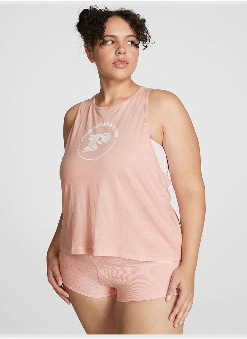 Cotton Cropped Racerback Tank Top