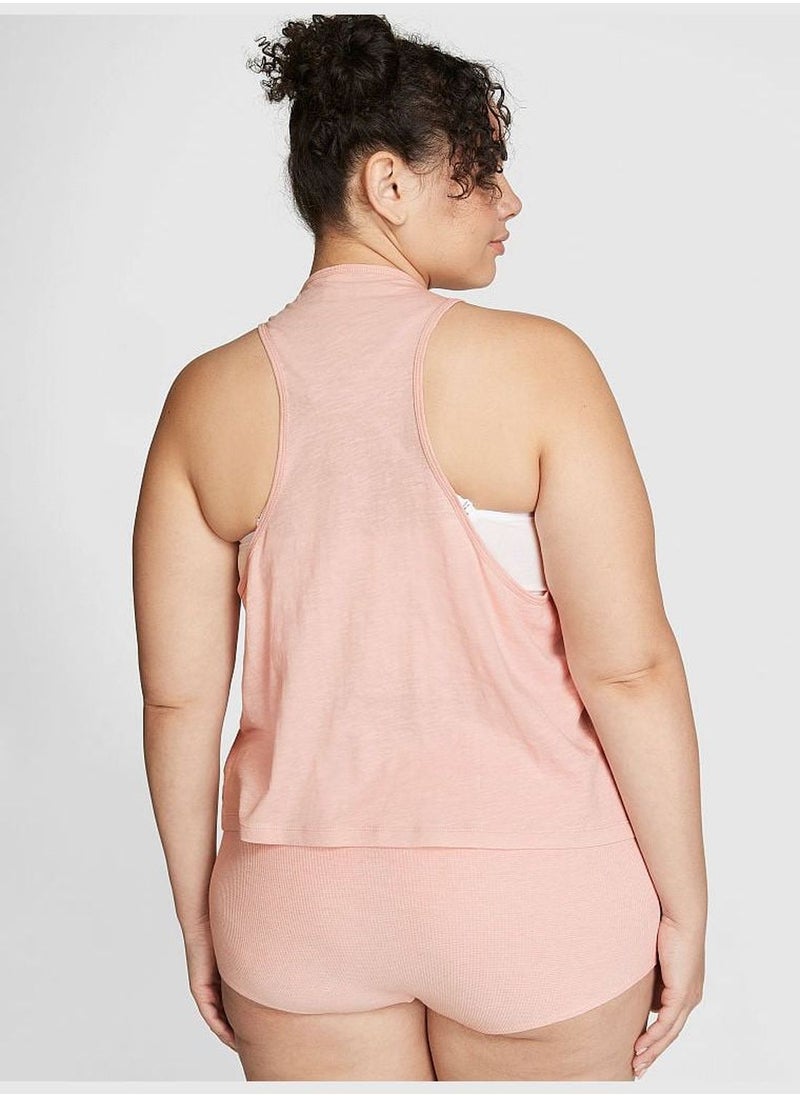 Cotton Cropped Racerback Tank Top