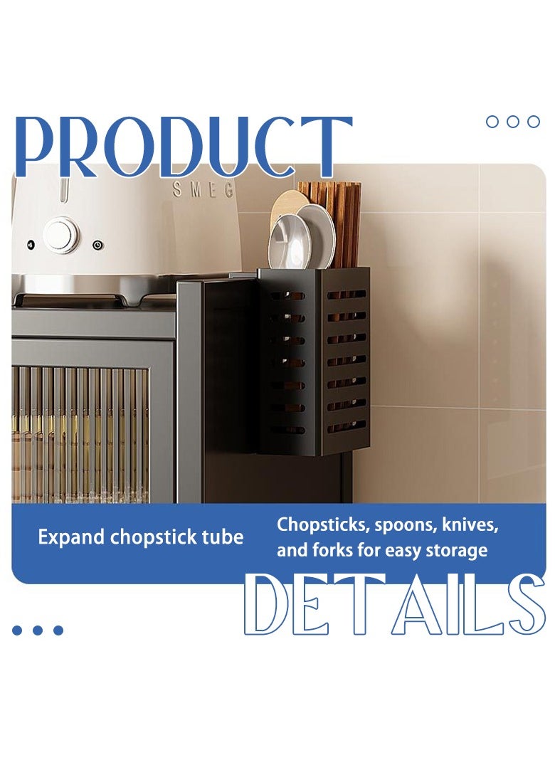 Kitchen Baker's Rack, Free Standing Microwave Oven Stand Sturdy and Durable Metal Frame with 4 Hooks and Drain Tray for Kitchens, Bedroom,Study