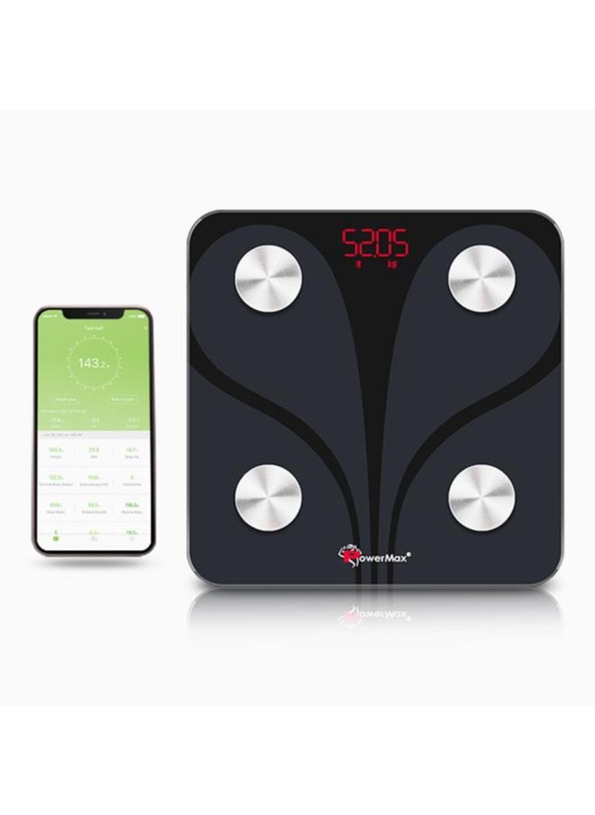 PowerMax Fitness Bluetooth Body Fat Scale - Smart BMI Digital Bathroom Wireless Weight Scale & Body Composition Analyser with SmartPhone App (Upto Foot Size 9 , Model: BCA-130)