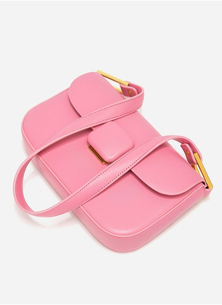 Ladies'Fashionable Candy Color Bag Handbag Single Shoulder Crossbody Bags Pink