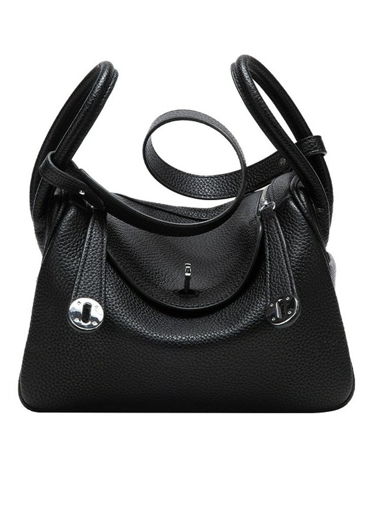 Ladies' Stylish Pillow Bags Single Shoulder Crossbody Handbag With Silver  Buckle Black