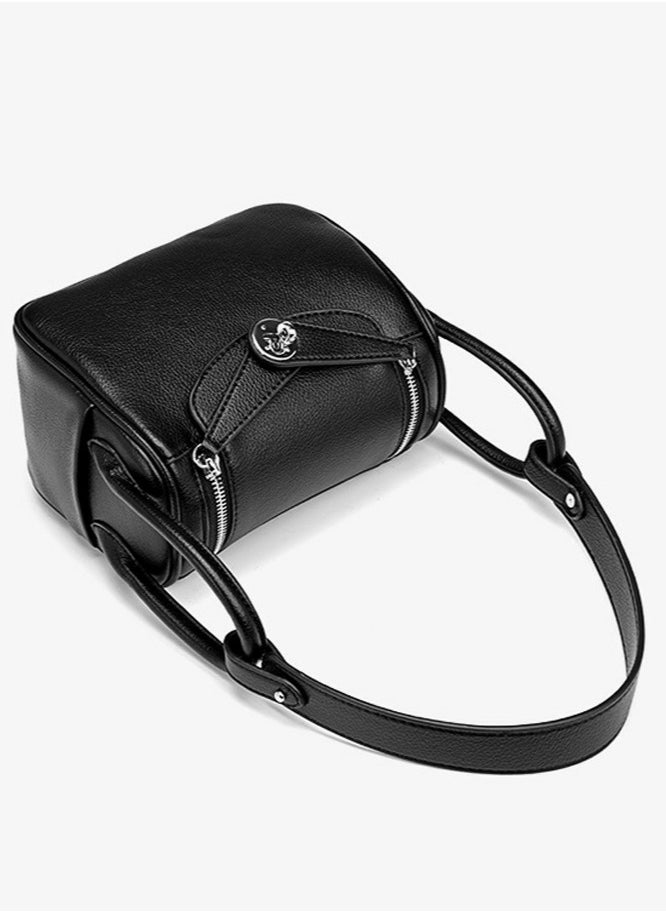 Ladies' Stylish Pillow Bags Single Shoulder Crossbody Handbag With Silver  Buckle Black