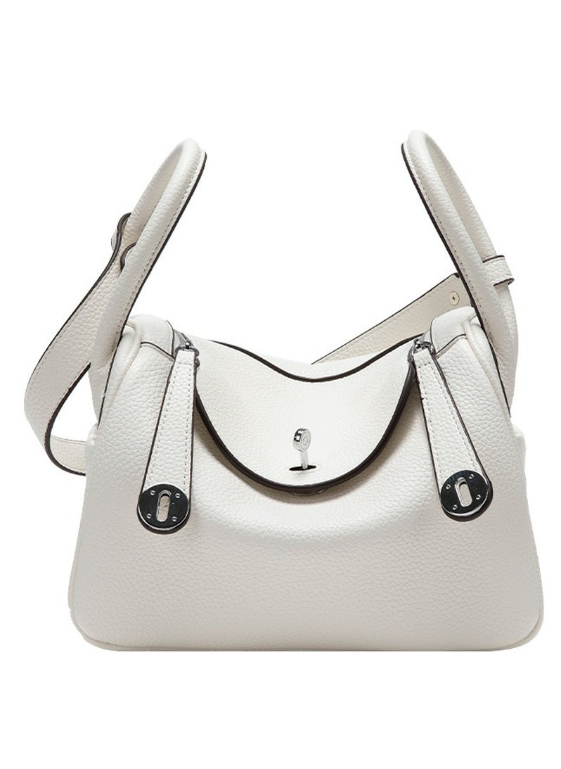 Ladies' Stylish Pillow Bags Single Shoulder Crossbody Handbag With Silver  Buckle Cream White