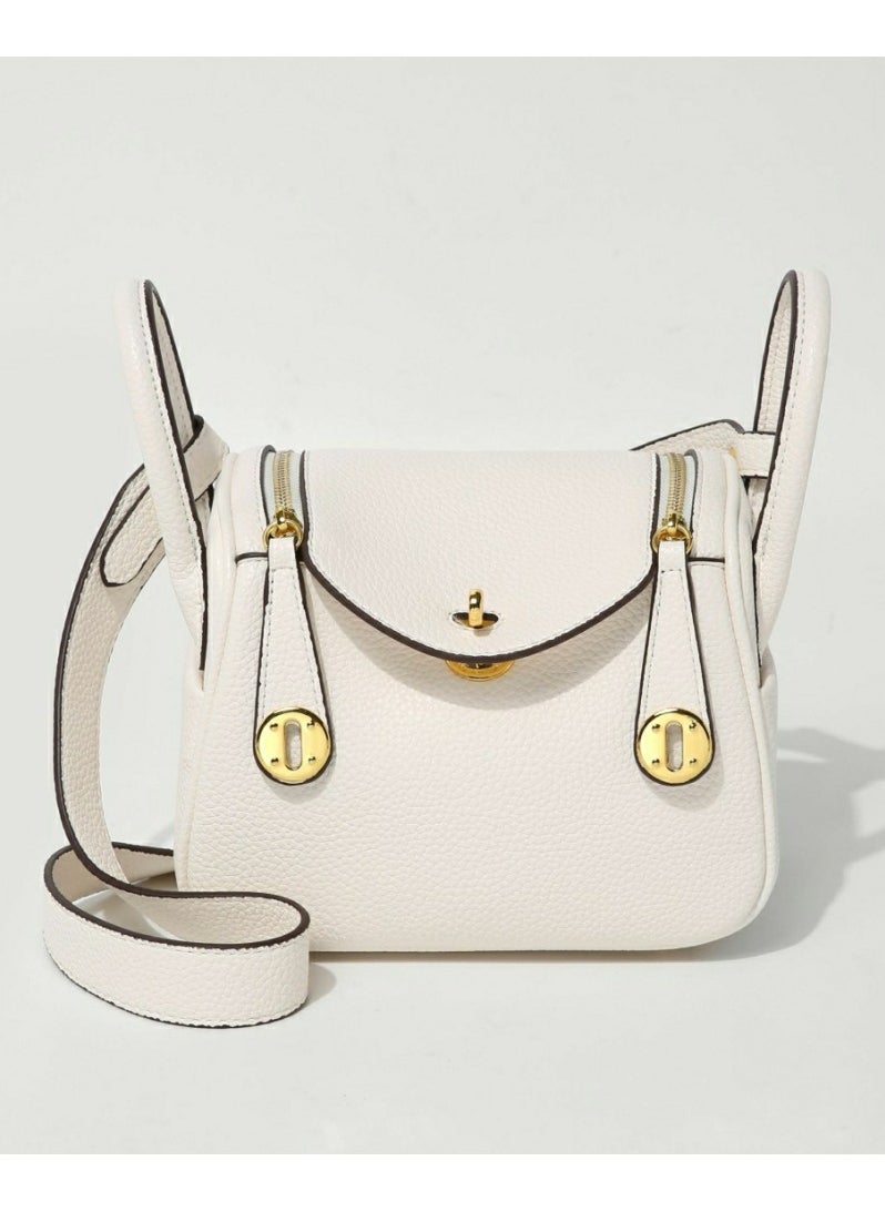 Ladies' Stylish Pillow Bags Single Shoulder Crossbody Handbag With Golden  Buckle Cream White