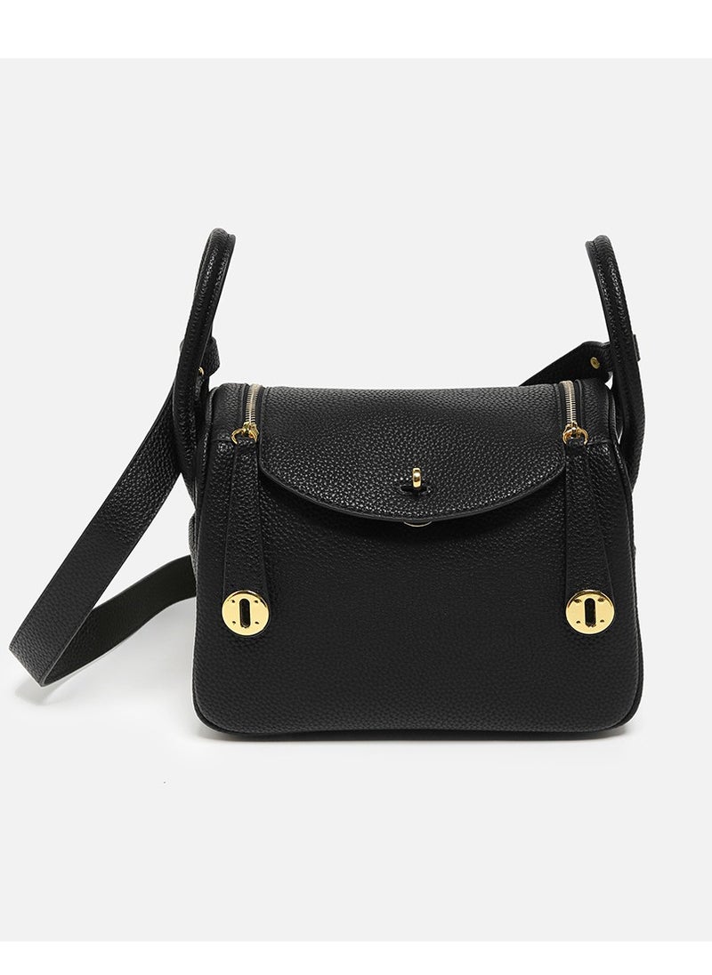 Ladies' Stylish Pillow Bags Single Shoulder Crossbody Handbag With Golden  Buckle Black