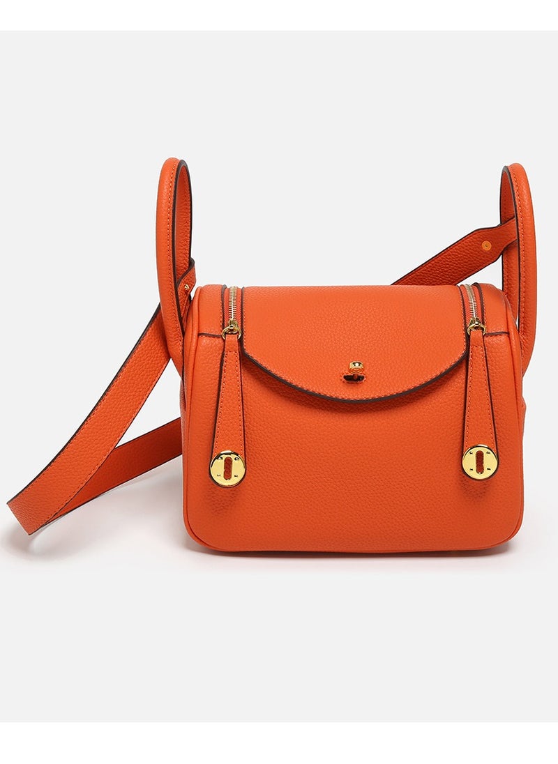 Ladies' Stylish Pillow Bags Single Shoulder Crossbody Handbag With Golden  Buckle Orange