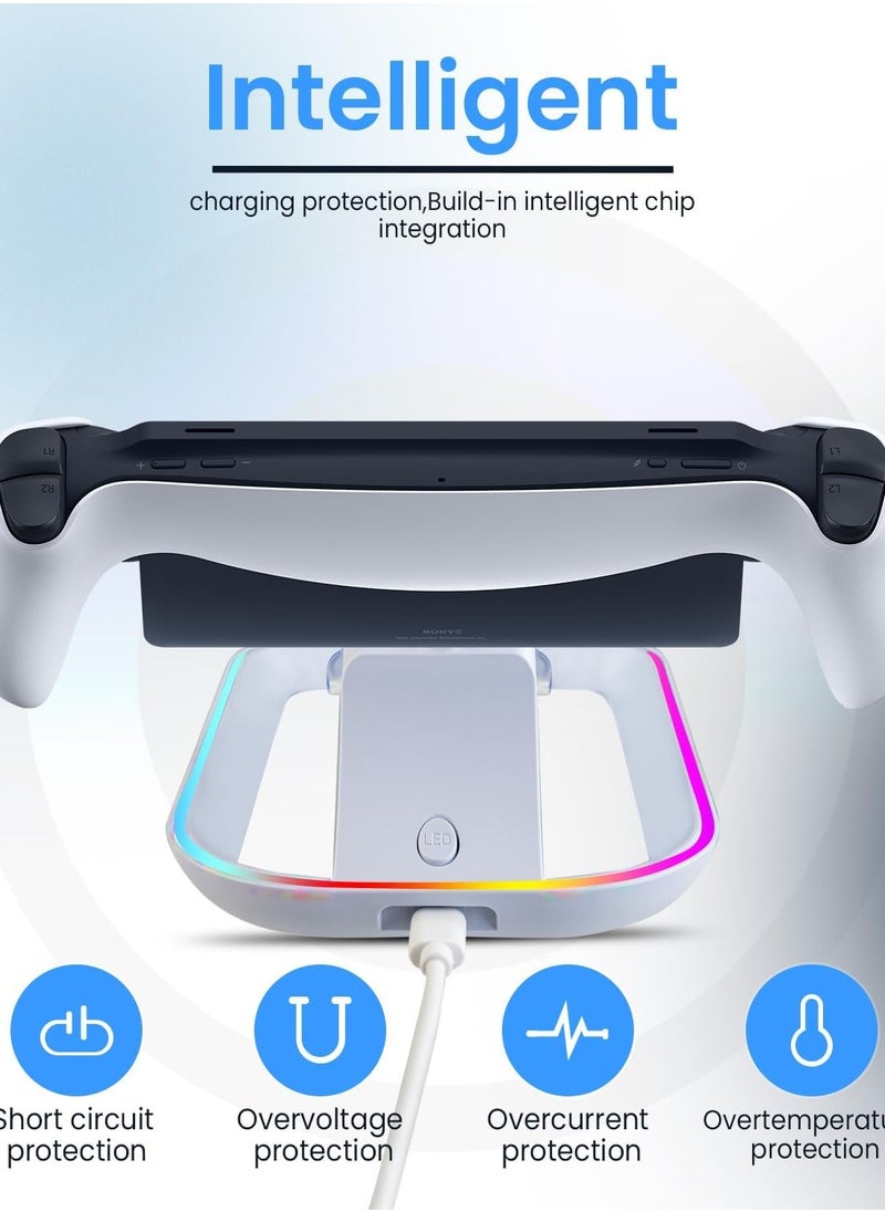 PS Portal Charging Dock Station for PS5, Portal Remote Player and PS5 Controller, Charging Stand for PS Portal with RGB Light and USB C Charging Cable