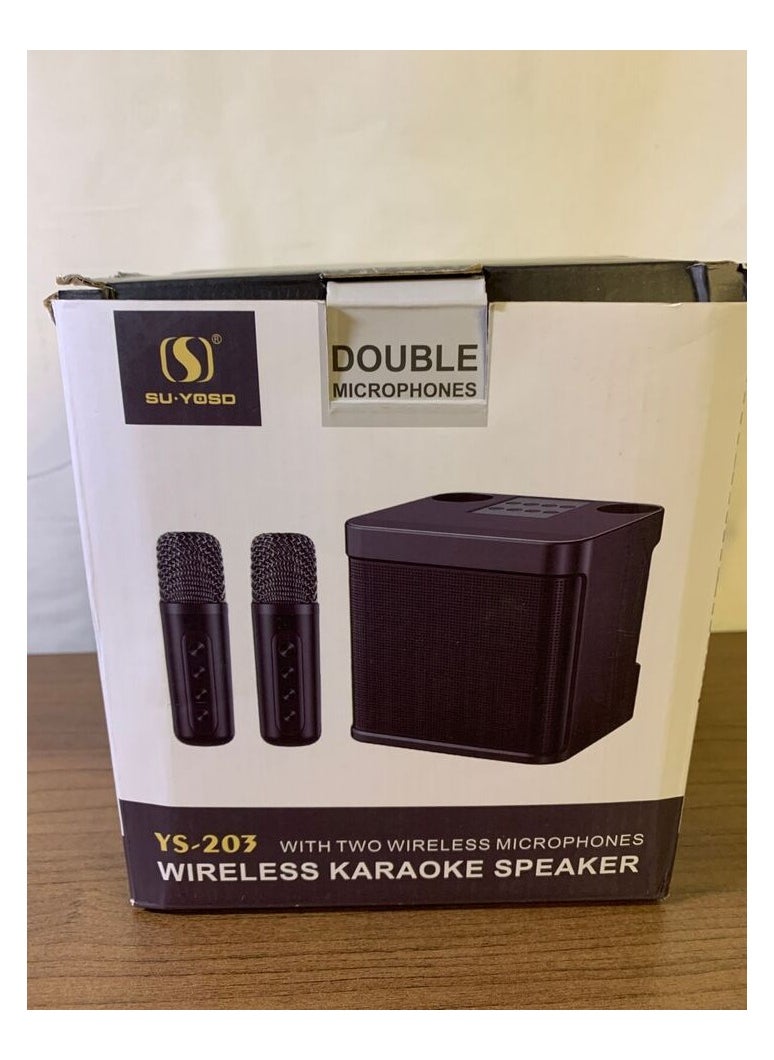 YS-203 100W high power wireless Portable Bluetooth Karaoke Speaker with 2 Wireless Microphones