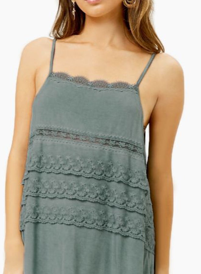 Knit Off Shoulder Strappy Top Emerald