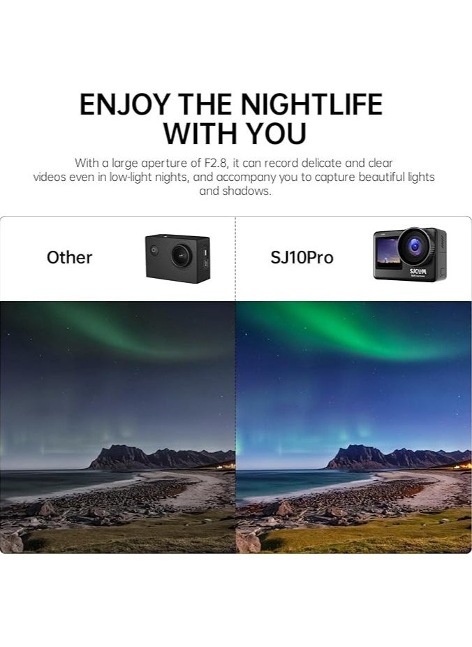 SJCAM SJ10 PRO Dual Screen 4K/60fps Action Camera | 2.33''+1.3'' Dual Screen | Gyro Stabilization | 30M Waterproof