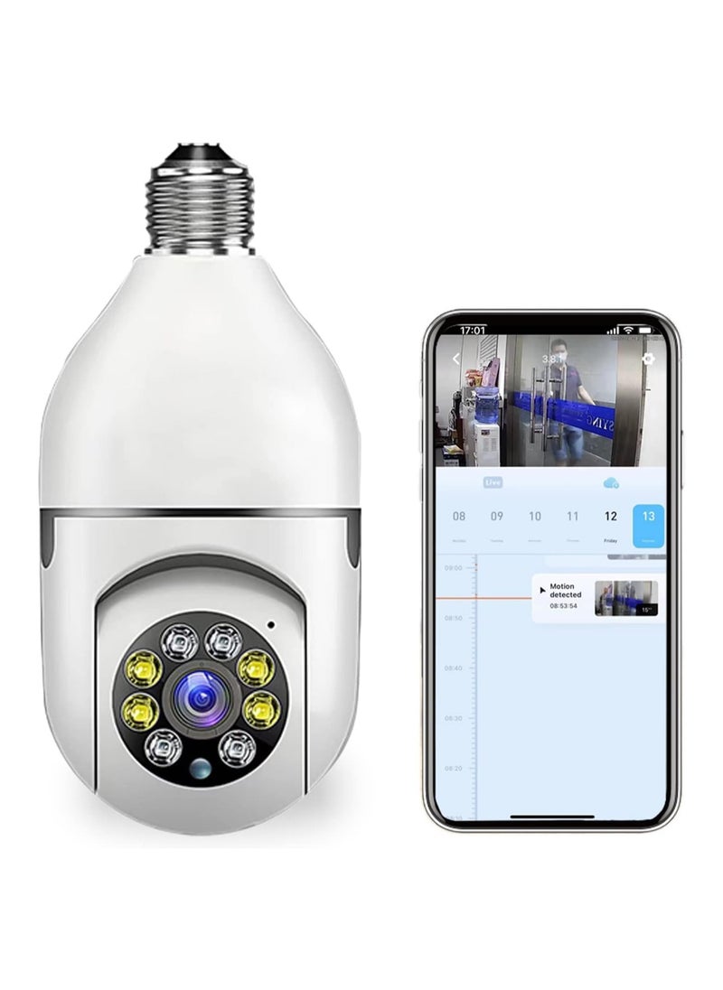 Smart 360° Light Bulb Security Camera - 1080P HD WiFi cctv camera for home - Indoor and Outdoor Use - Motion Detection - Night Vision - Two-Way Audio - Wireless Surveillance Camera