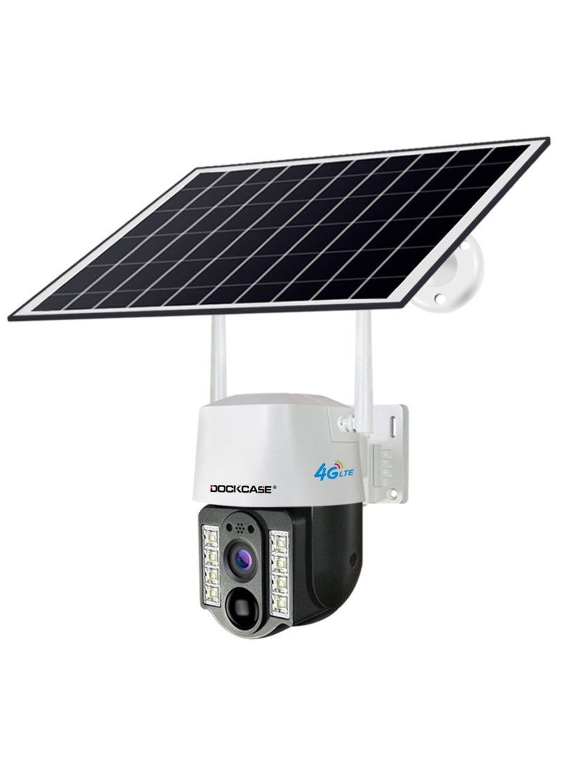 DOCKCASE 3.0MP 4G Sim Card Solar Camera PTZ 360°View Solar Powered Outdoor Security Camera .