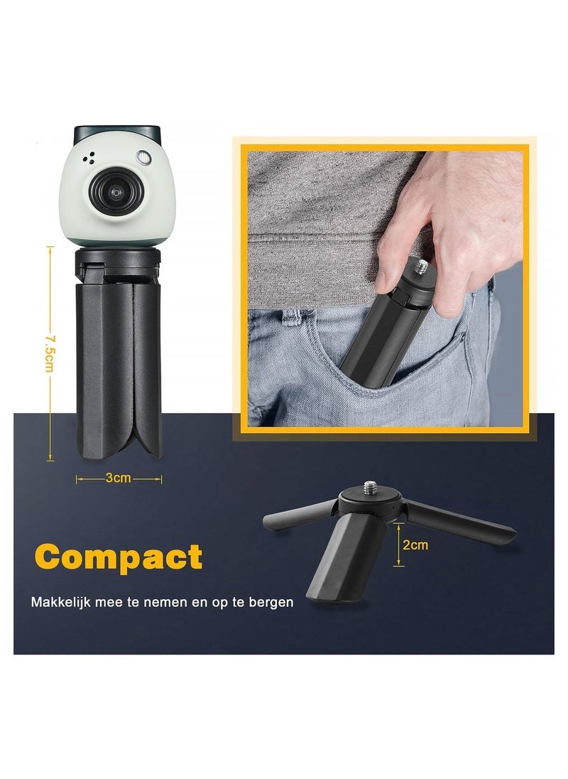 4-in-1 Accessories Set for Fujifilm Instax Pal Camera Case with Wrist Strap Clips Frame Hanging String Stickers Mini Tabletop Tripod-Black