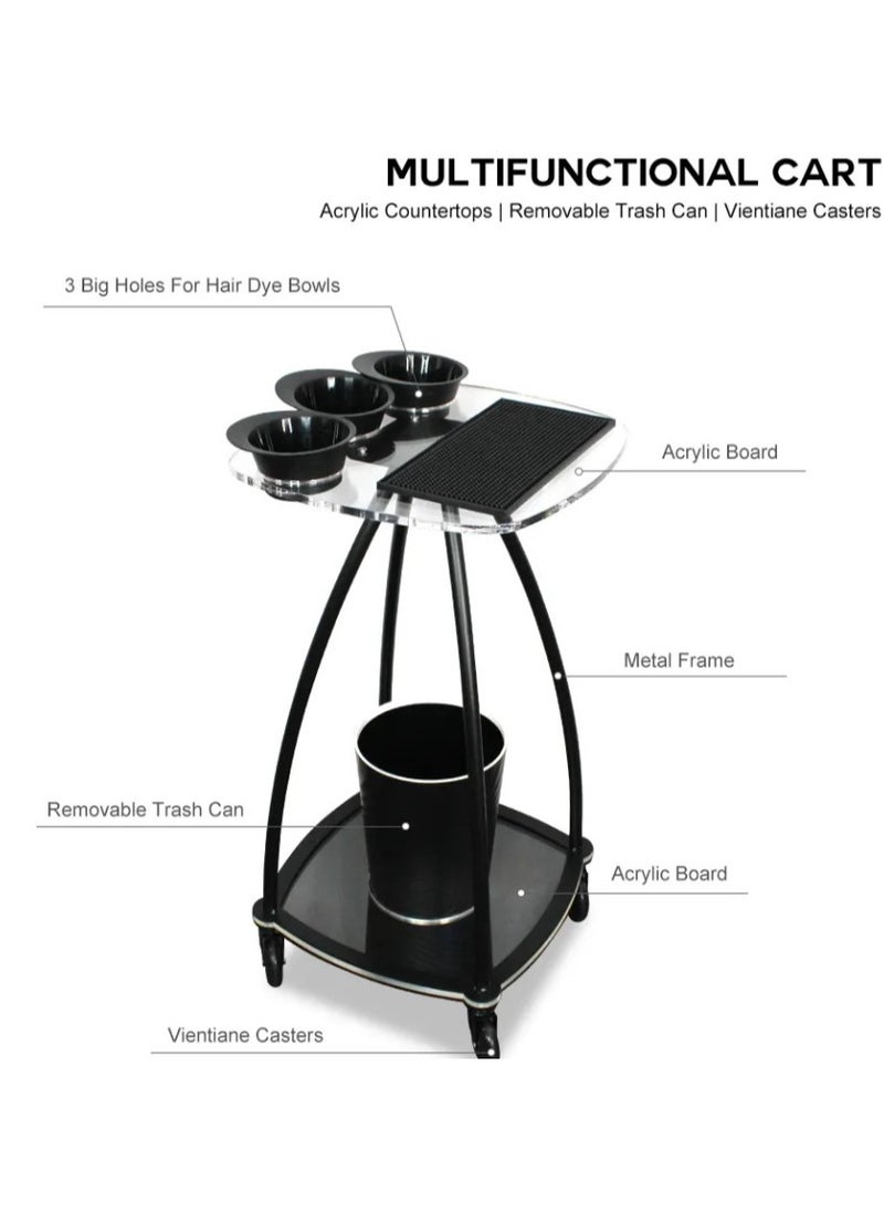 Professional Salon Rolling Utility Cart Hairstyling Trolley Tray