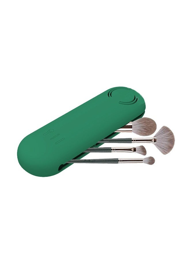 Silicon Portable Oblique Opening Makeup Brush Holder Green