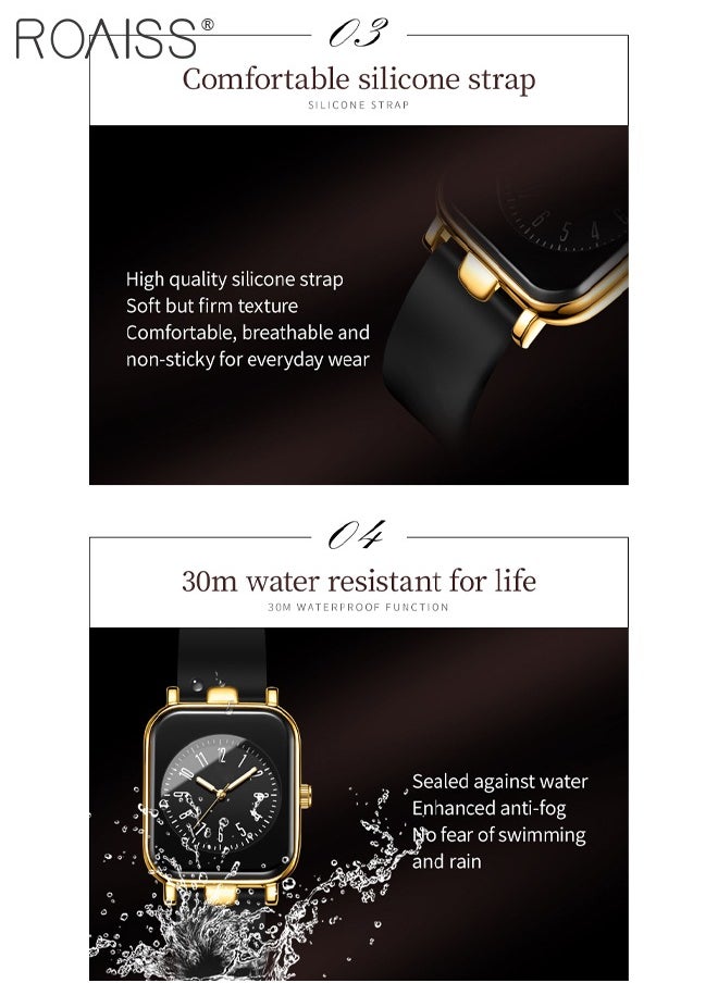 Women's Silicone Strap Quartz Watch, Analog Display Rectangle Dial, Waterproof Luminous Fashionable Simple Wristwatch as Gift for Ladies