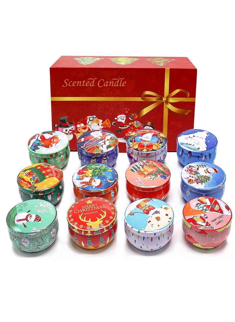 12 Pack Christmas Scented Candles, 2.5OZ Jar Candles, 12 Christmas Fragrances Scented Candle Set for Women, 12 Hour Burning Time, Candle Gift for Mom, Grandma, Teacher, Coworks