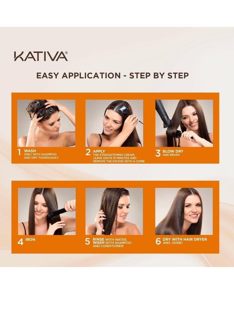 Kativa Brazilian Straightening Kit, 12 Weeks of Home Use Professional Straightening, with Organic Argan Oil, Shea Butter, Keratin & Amino Acids, for Straighter, Softer and Shinier Hair, All Hair Types