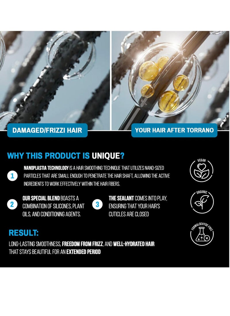 Torrano Cream Keratin Hair Treatment Straightening in 1 Step, Formaldehyde Free-Nanoplastia Para Alisar Cabello, Keratina Organica Sin Formol Para Alisar el Pelo - 1 Pack, 16.9Fl.oz (500ml)
