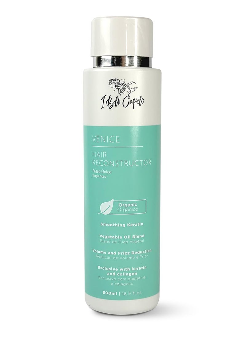 Venice Hair Reconstructor, Organic Keratin Hair Treatment Straightening in 1 Step- Formaldehyde Free, Keratina Organica, Keratina Para Alisar El Pelo Sin Formol (16.9 Fl Oz/ 500 ml)