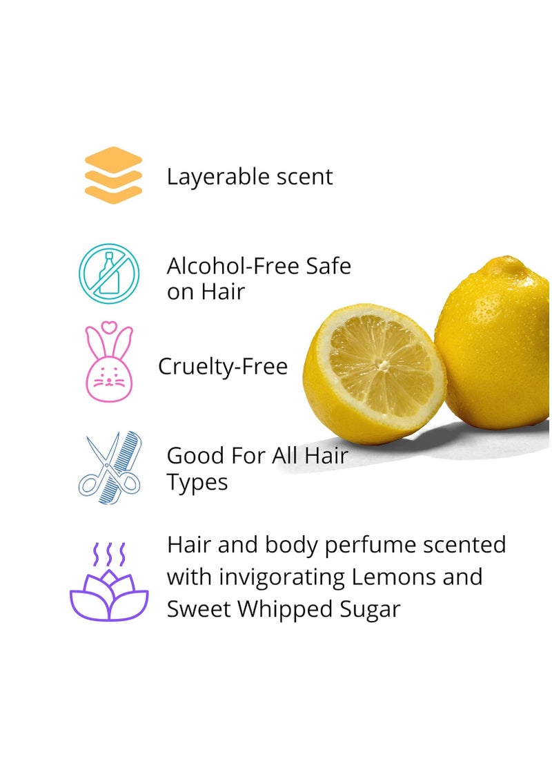 BLUEBYRD Soap Sugared Lemon Hair & Body Fragrance Spray | Sweet Perfume Mist for Hair & Body | Weightless Hair Refresher | Clean, Vegan, No Paraben Sulfate and Silicones| Alcohol-Free (Sugar Lemon)