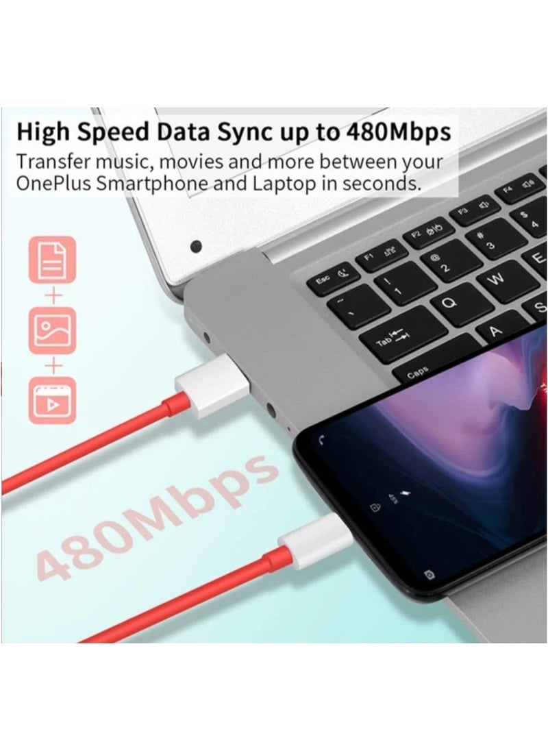 Super Fast USB Type C Charging Cable Compatible with One Plus 11 10 Pro 9 10T 9R 10R 9RT 8T 8 7T 7 6 6T Pro 5T Nord N20 SE N10 N300 CE 2 Lite 2T N100 N200 (Red)