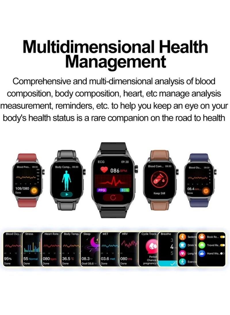 2024 New Blood Lipids Uric Acid Blood Glucose Smart Watch with Heart Rate Body Composition and Bluetooth Call