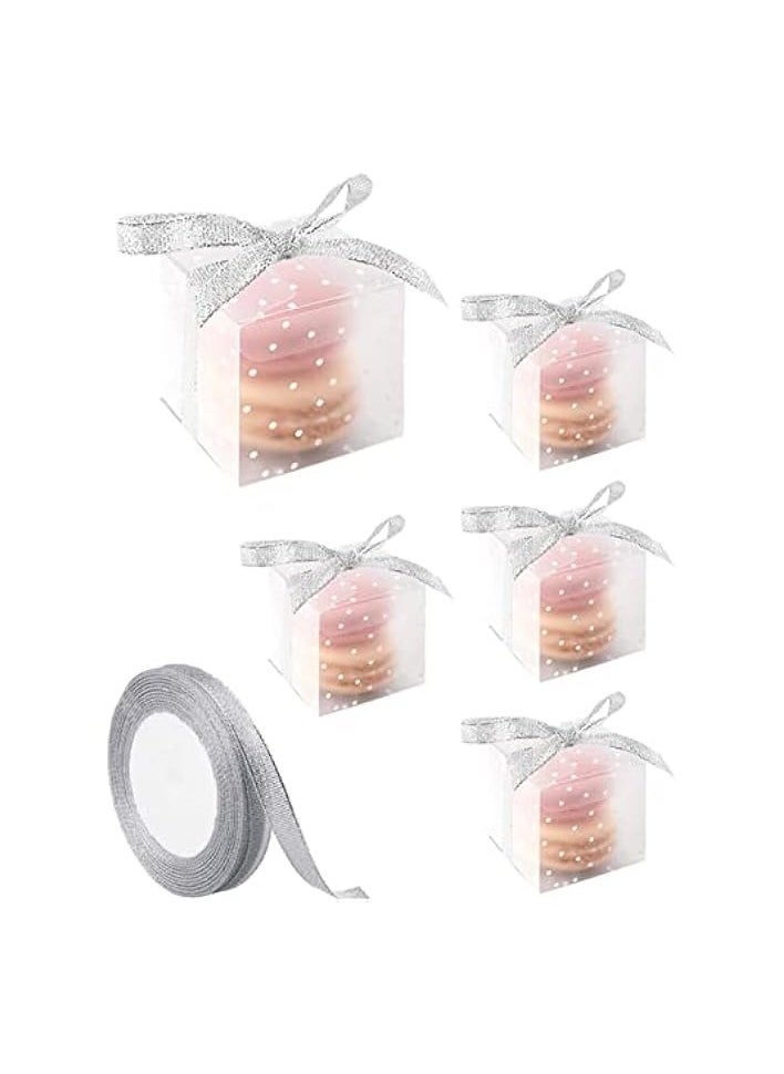 50 Clear White Dot Boxes for Wedding and Baby Shower Party Favors Cute Minigift Candy Boxes