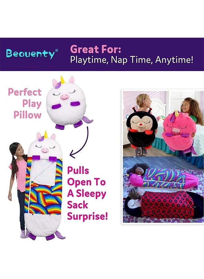 Kids Cartoon Large Warm Sleeping Bag, Portable Folding Pillow Sleepy Sack