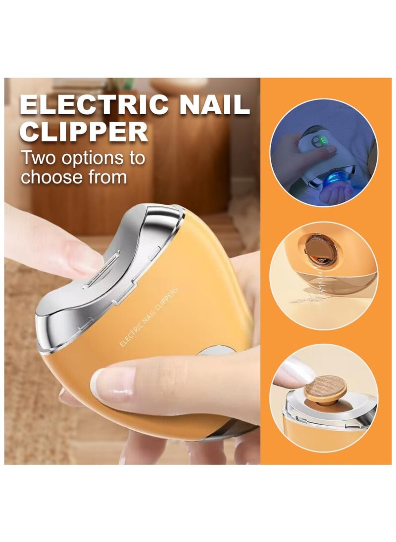 2 in 1 Electric Polishing Automatic Nail Clippers, 2024 New Adult Elderly Electric Toenail Clippers, Automatic Finger Nail Clippers Nail Trimmer, 3 Adjustable Speeds