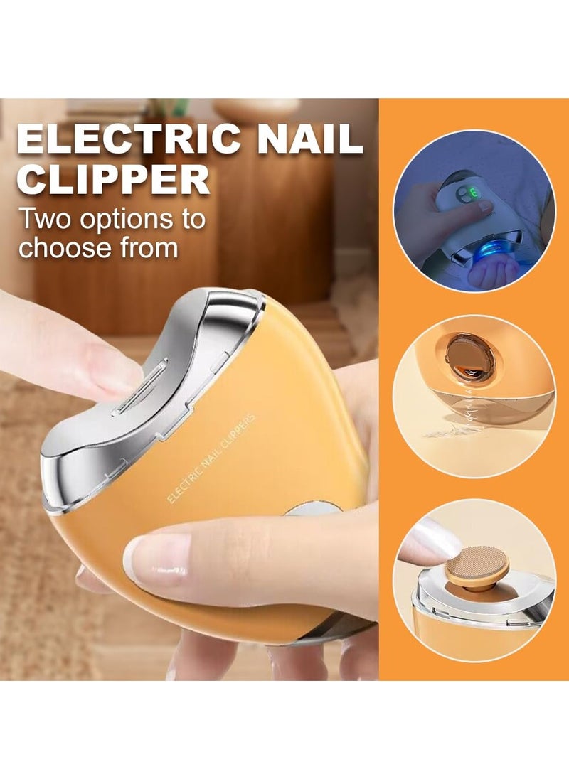 2 in 1 Electric Polishing Automatic Nail Clippers, 2024 New Adult Elderly Electric Toenail Clippers, Automatic Finger Nail Clippers Nail Trimmer, 3 Adjustable Speeds