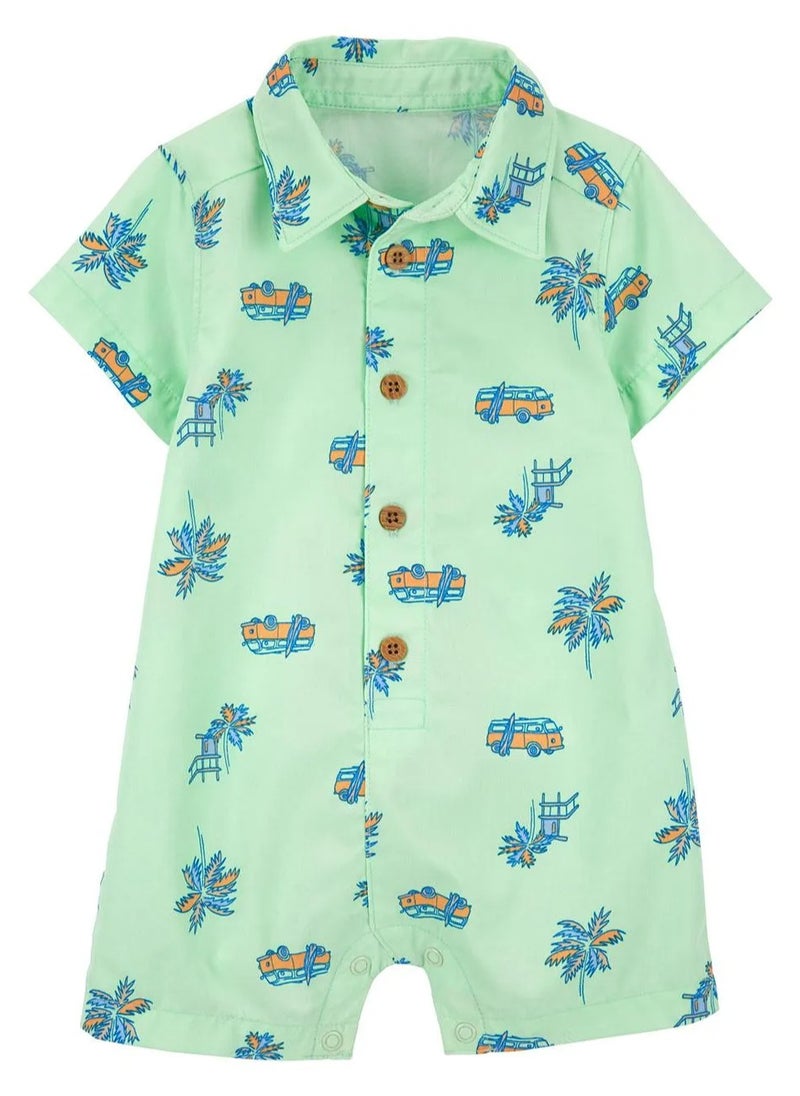 Carter's Tropical Cotton Romper - Green