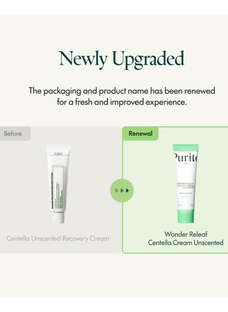 PURITO Centella Unscented Cream, Korean Centella, for All Skin Types, Soothing, Facial Cream for Face, K-Beauty, Korean Skin Care, 50ml