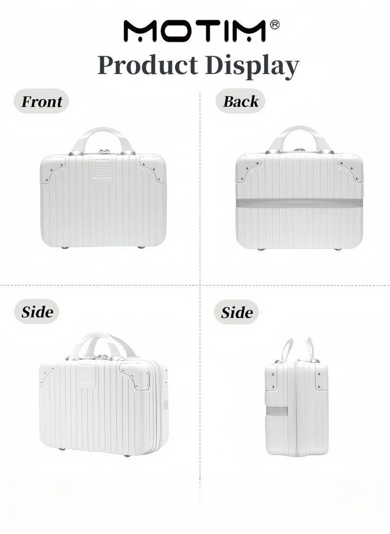 14 INCH Mini Suitcase Travel Portable Storage Bag Waterproof ABS Hard Shell Carry-On Case with Elastic Strap and Zipper to Hang on Carry-On Luggage