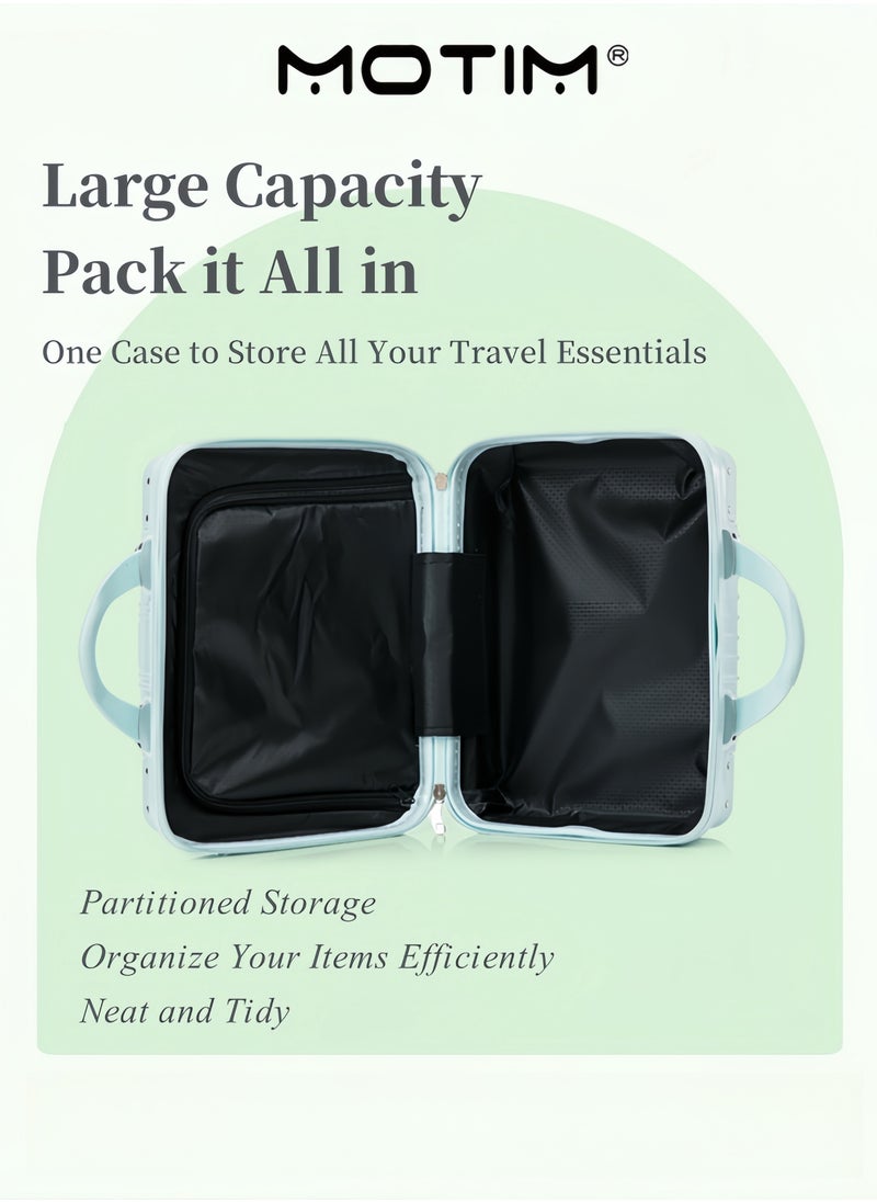 14 INCH Mini Suitcase Travel Portable Storage Bag Waterproof ABS Hard Shell Carry-On Case with Elastic Strap and Zipper to Hang on Carry-On Luggage