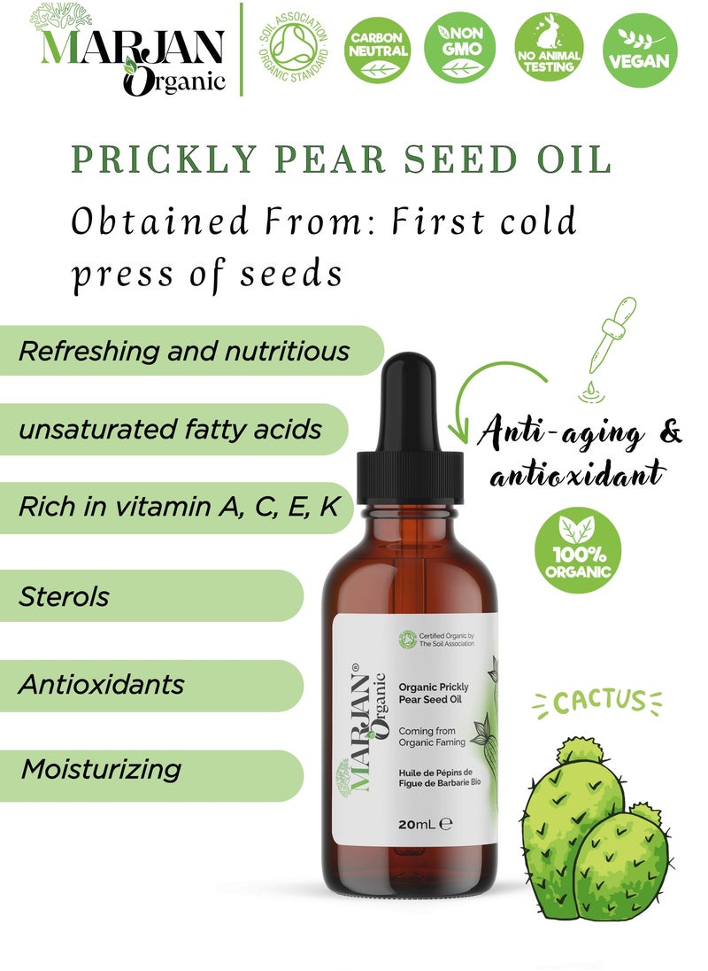 Pricly Pear Seed Oil 20ml - Certified Organic by The Soil Association