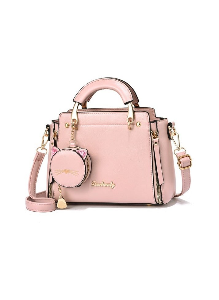 New Fashion Sweet Ladies Bag Korean Style Comfortable Personality Cat One Shoulder Messenger Bag trend ( Colour:Pink Sizes:25*10*19cm