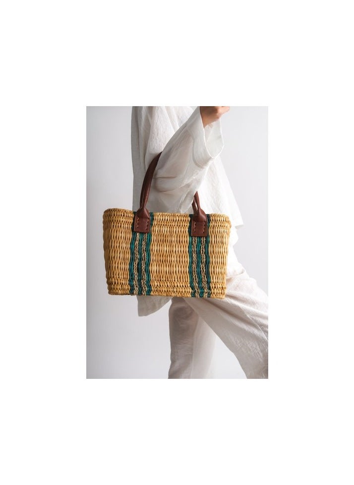 Woman Little Size Wicker Bag Green -McPL110 -Y Colour:Green Sizes:19 x 11 x 4.5 cm