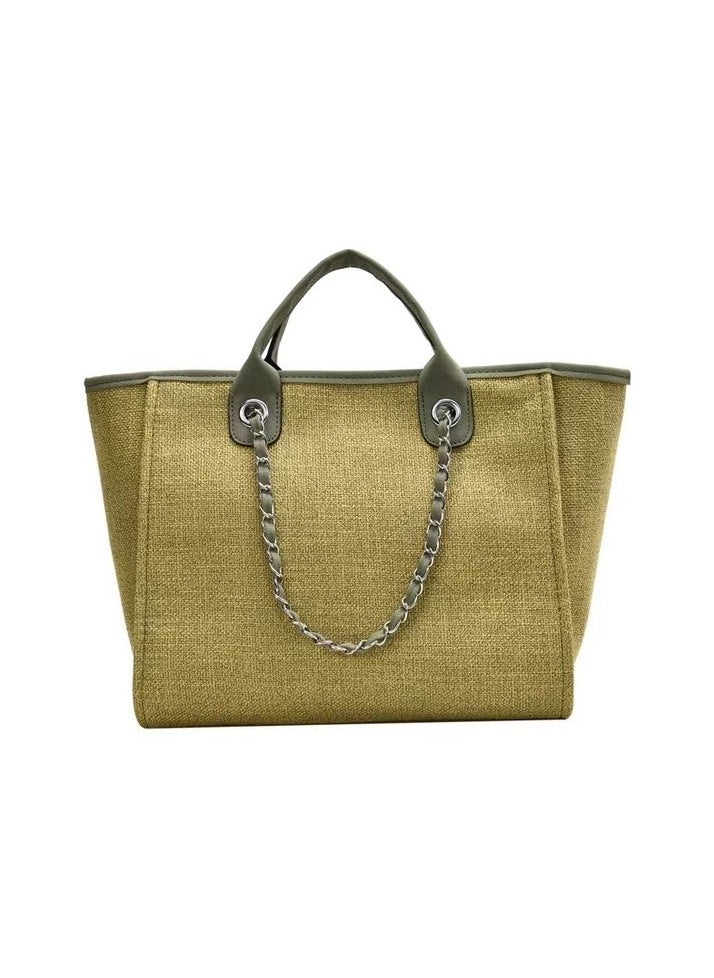 New Ladies Bag Fashion Canvas Large Bag Chain Shoulder Bag Ladies Big Messenger Bag Colour:Green Sizes:42*32*27cm