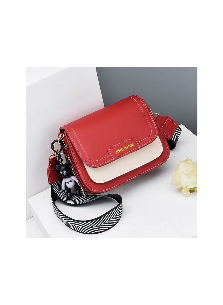 New Fashion Small Square Bag Korean Version Ins Trend Comfort Colour:Wine Red