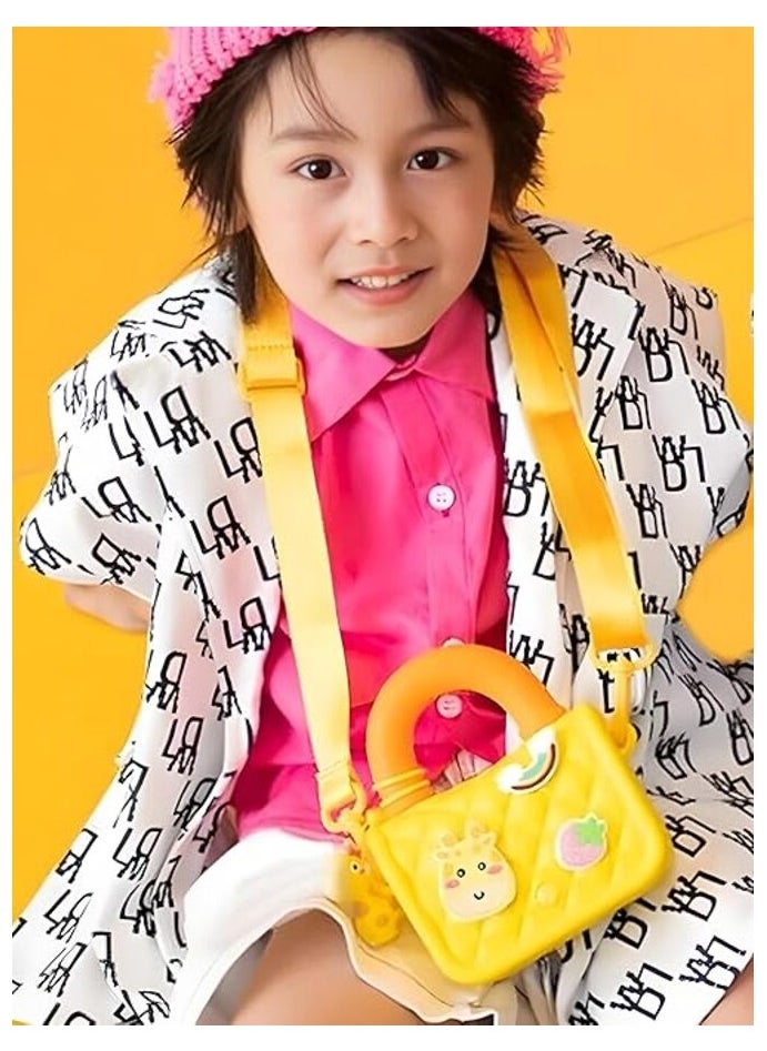 Cartoon Soft Silicone Bag Handbag cross body Purse Sweet Birthday Gift for Children Girls Sling Bag for Women, StylishBag,  Side Bag for Girls, yellow