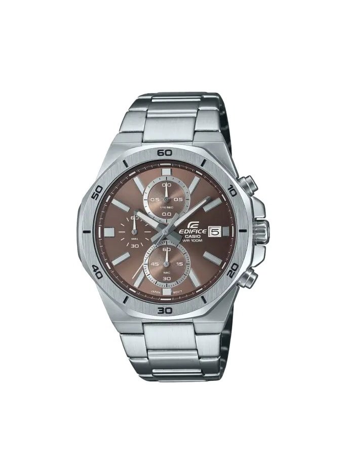 Casio Edifice Men's Watch - EFV-640D-5AVUDF Brown Dial, Silver Band