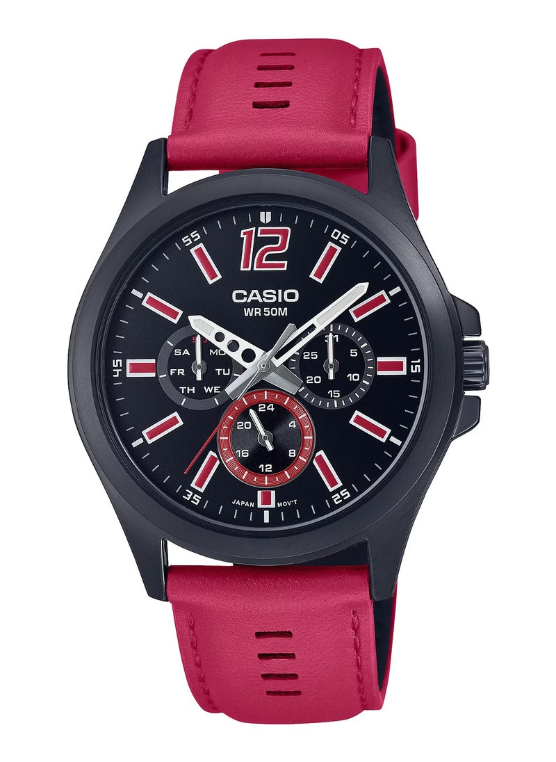 Casio Water Resistant Analog Quartz Leather Strap - MTP-E350Bl-1BVDF