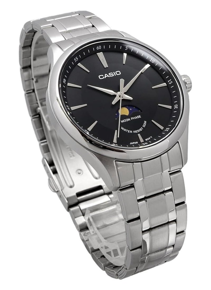 Casio Men's Watch - MTP-M100D-1AVDF Black Dial, Silver Band