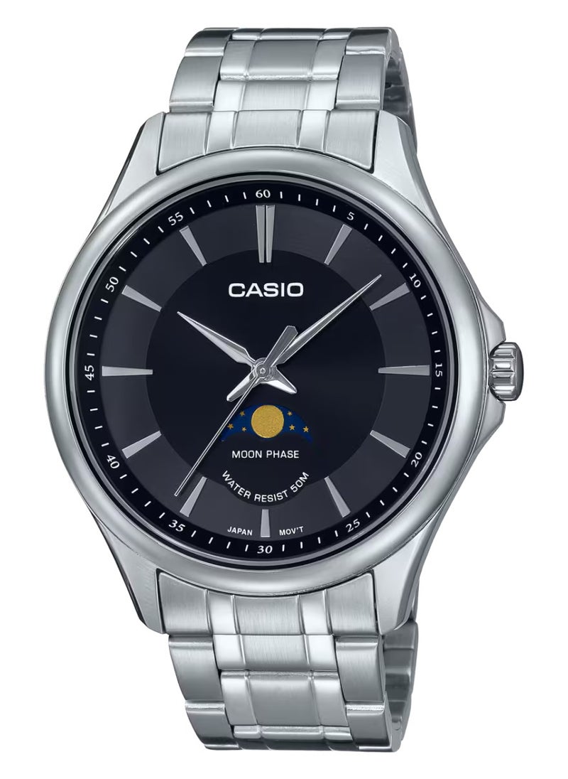 Casio Men's Watch - MTP-M100D-1AVDF Black Dial, Silver Band