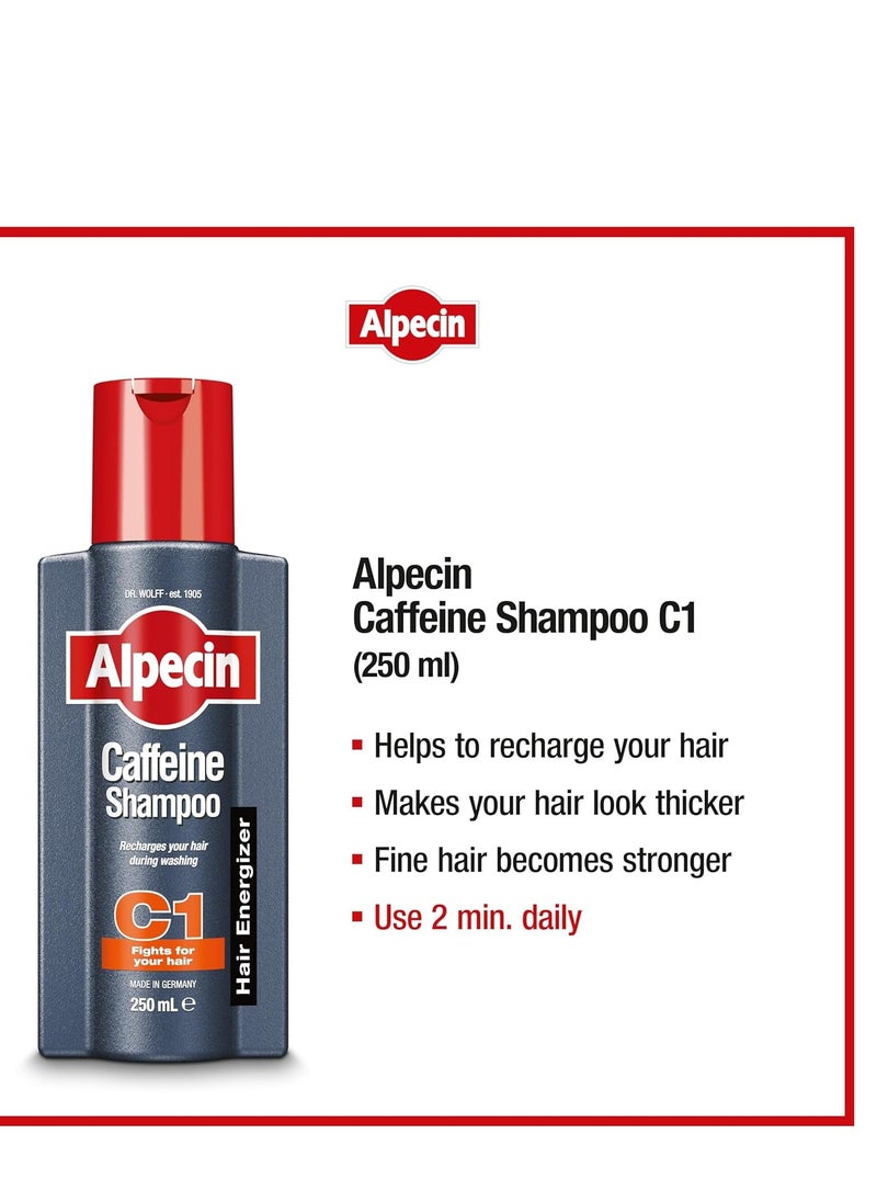 Alpecin C1 Caffeine Shampoo, 8.45 fl oz, Cleanses the Scalp to Promote Natural Hair Growth, Leaves Hair Feeling Thicker and Stronger