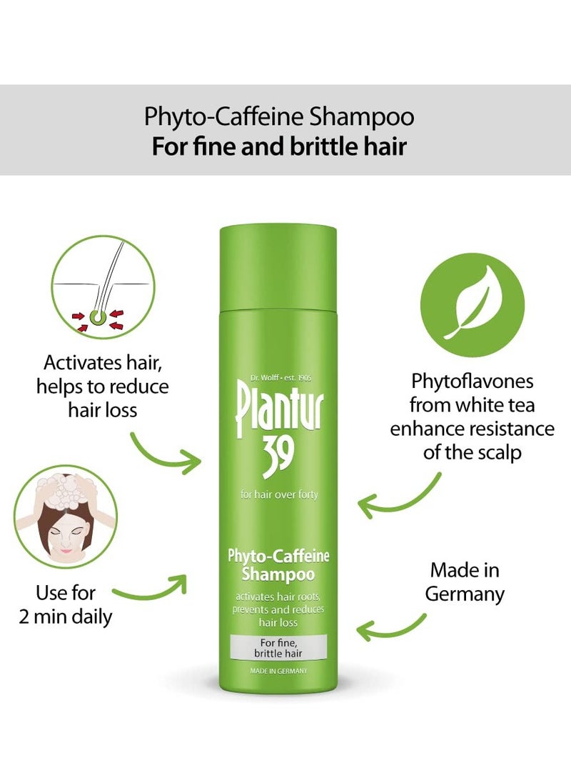 Plantur 39 Natural Phyto Caffeine Shampoo for Thinning Hair for Women, Volumizing Shampoo for Natural Hair Growth for Fine and Thinning Hair, Niacin, Caffeine, Zinc, White Tea Extract, 8.45 floz